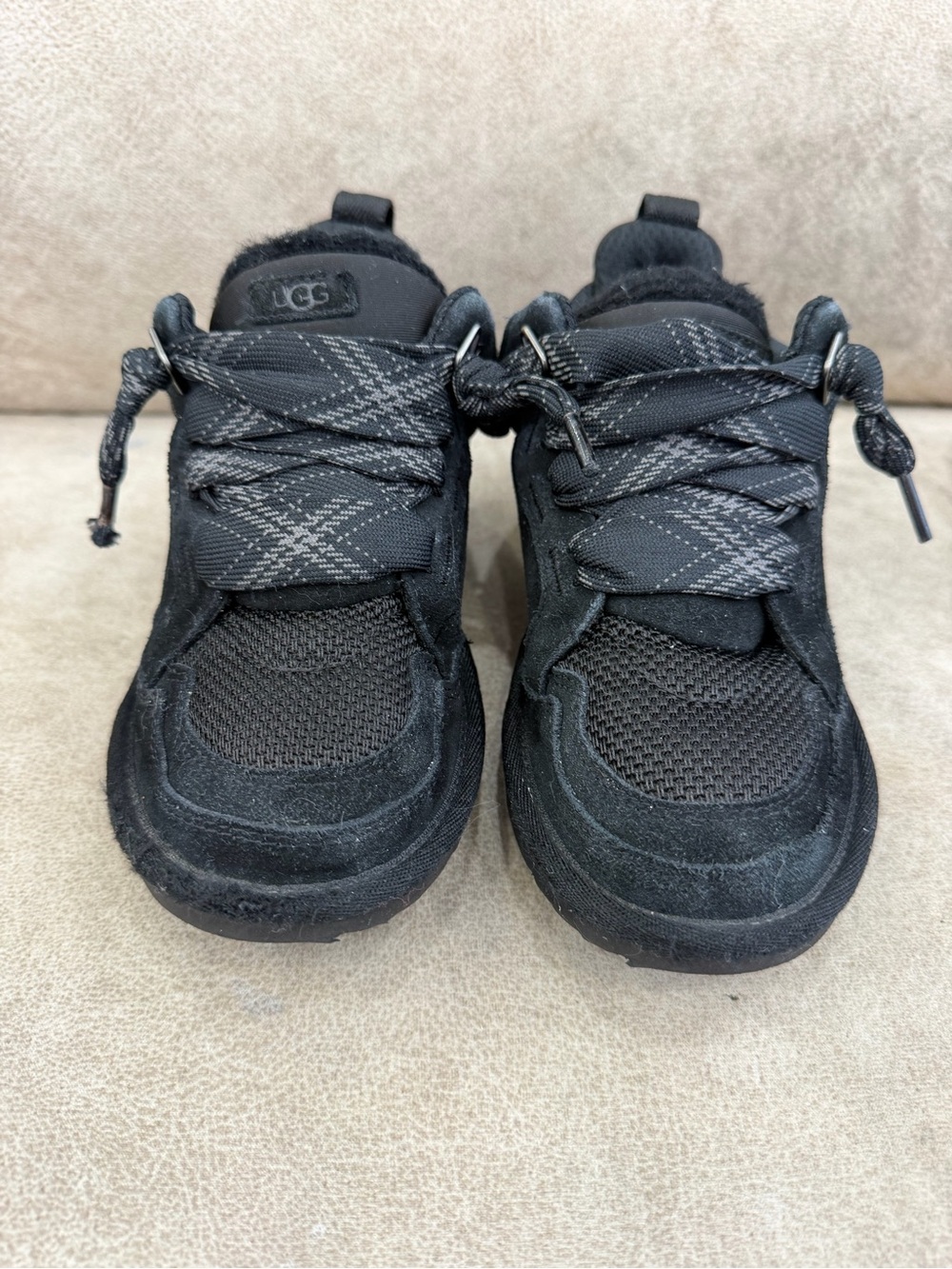 UGG Kids Black Suede Mesh Sneakers Youth Size 3 EU 35